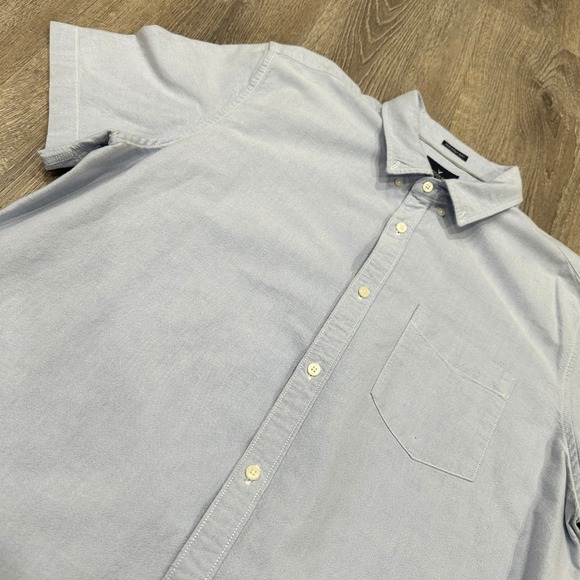 American Eagle Shirt Mens XXL Blue Seriously Soft Oxford Short Sleeve Shirt - Picture 3 of 12